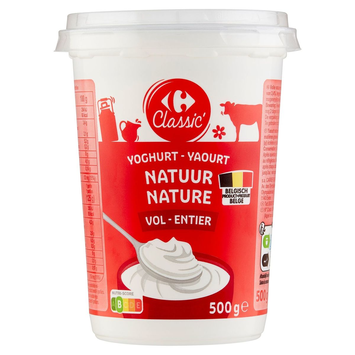 Carrefour Classic' Yaourt Nature Entier 500 g