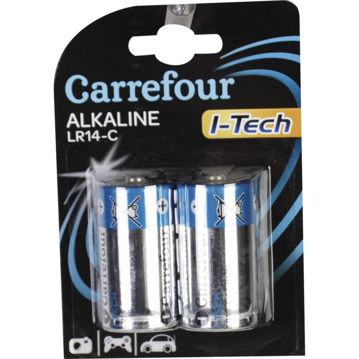 Carrefour 2 Piles Alcalines I-Tech LR14-C