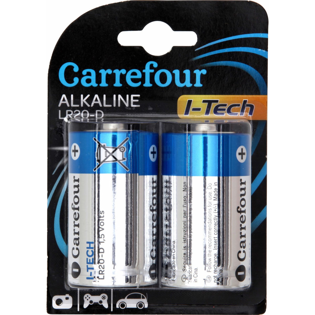 Carrefour 2 I-Tech Piles Alcaline LR20-D 1,5V