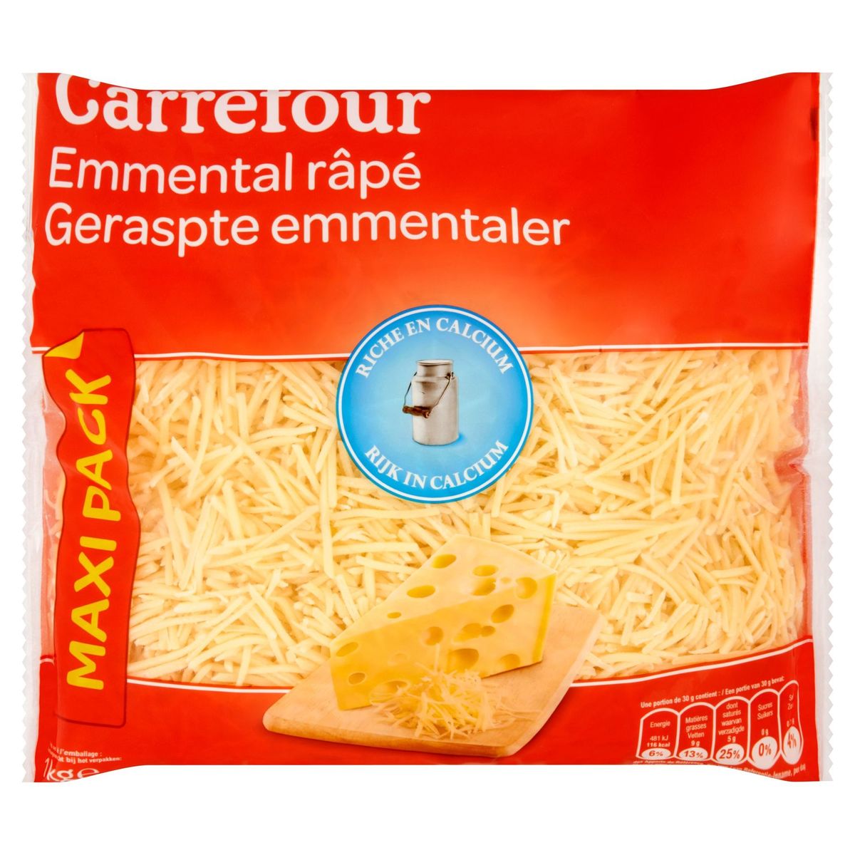 Carrefour Emmental Râpé Maxi Pack 1 kg