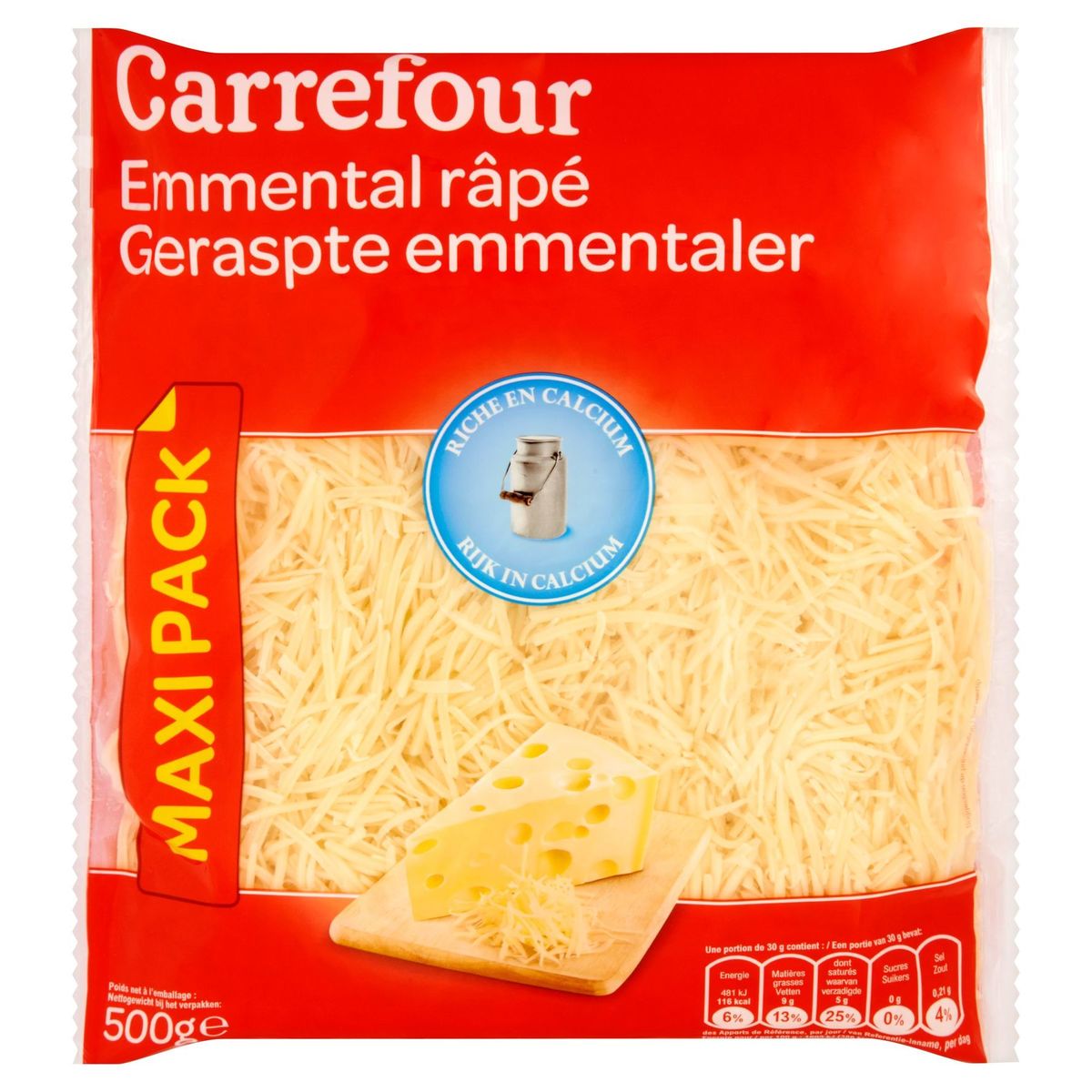 Carrefour Emmental Râpé Maxi Pack 500 g