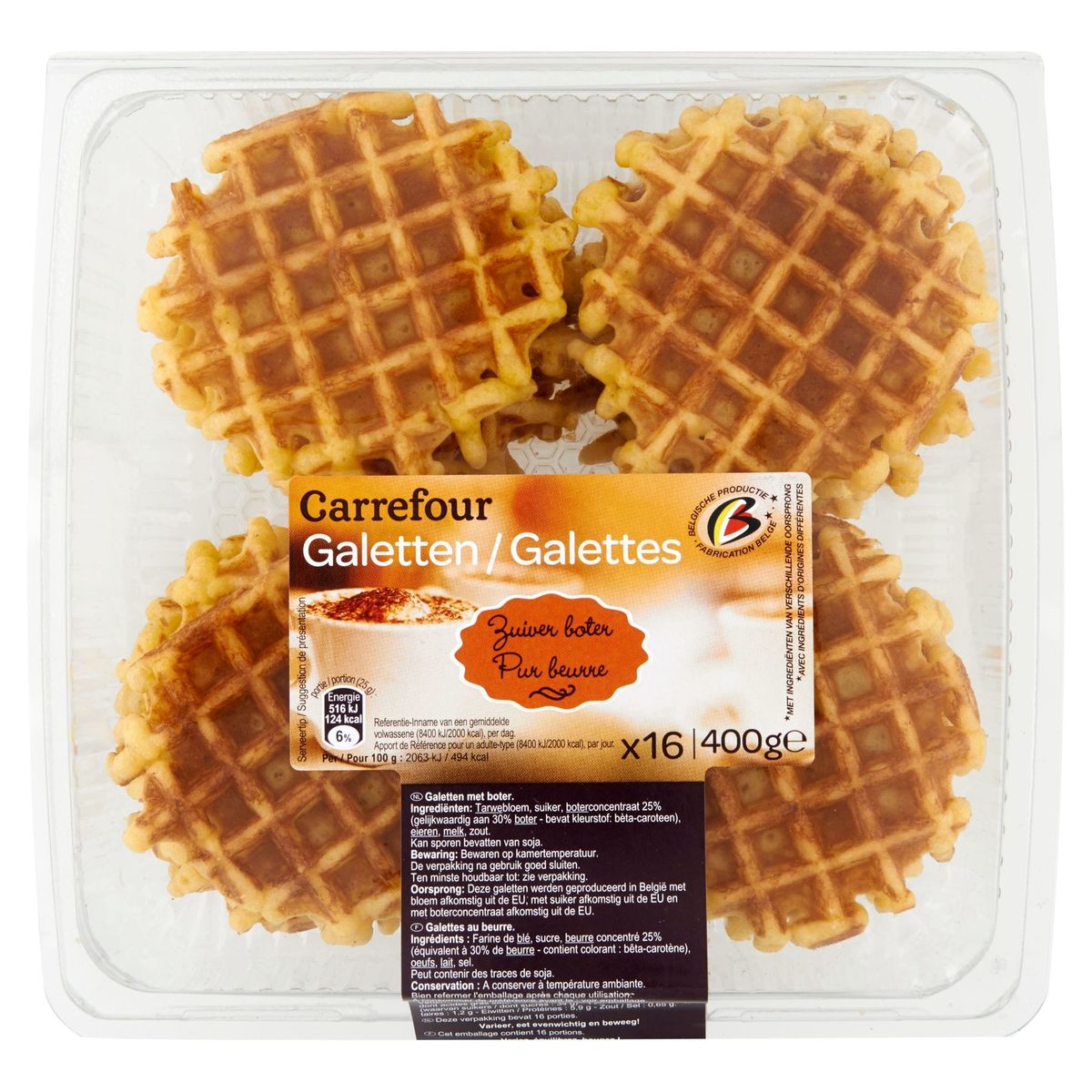 Carrefour 16 Galetten Zuiver Boter 400 g