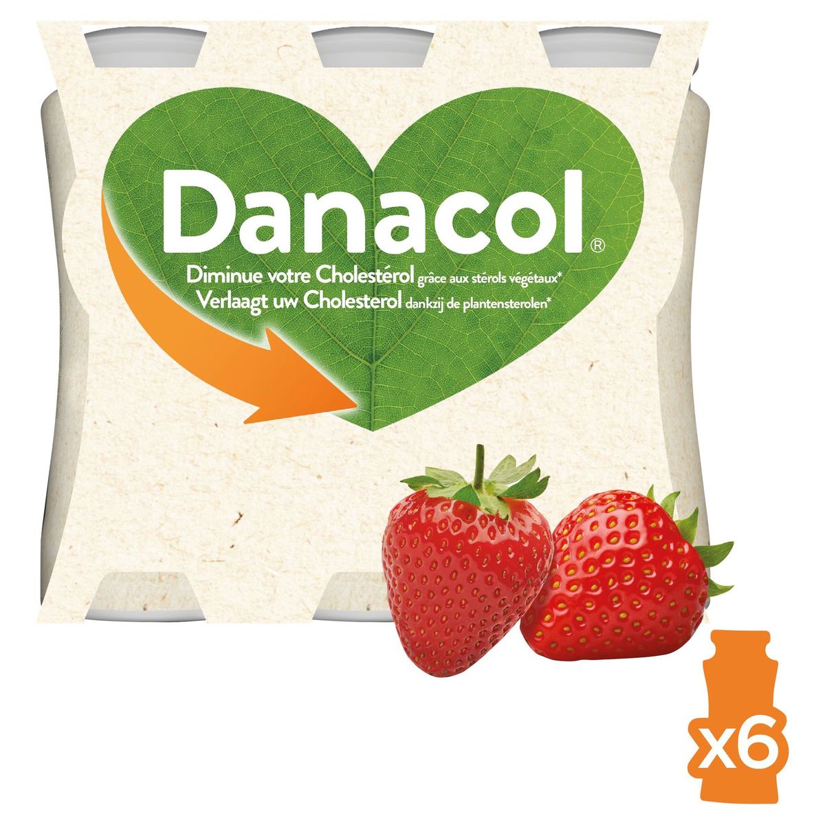 Danacol Drinkyoghurt Aardbei 0% Verlaagt Cholesterol 6 x 100 g