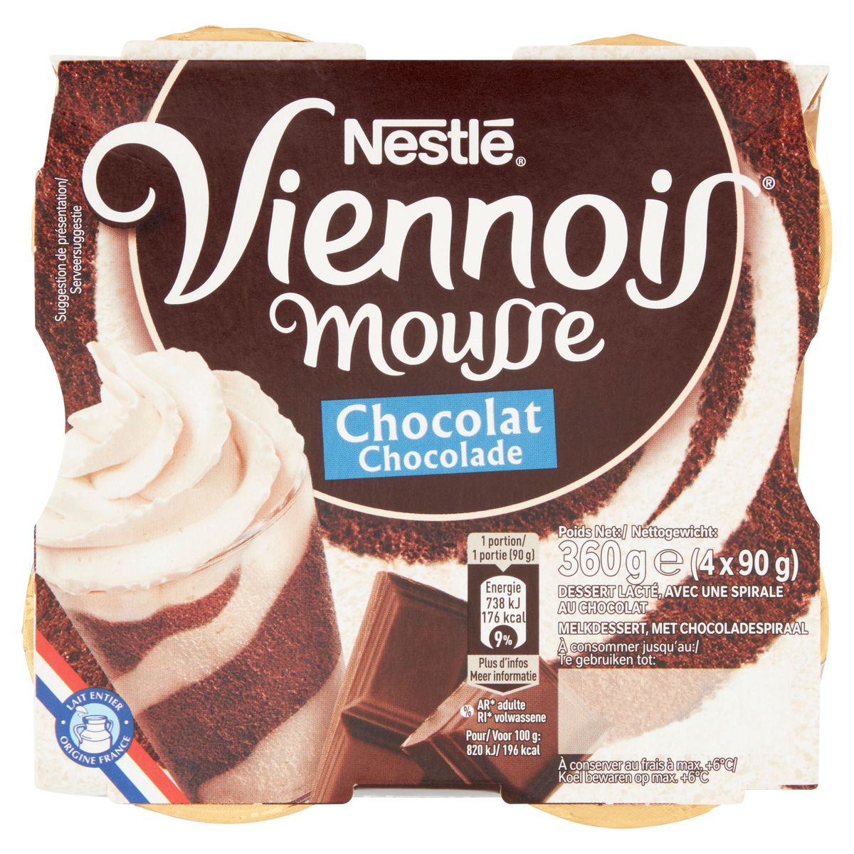 Le Viennois Mousse Chocolat 4 x 90 g