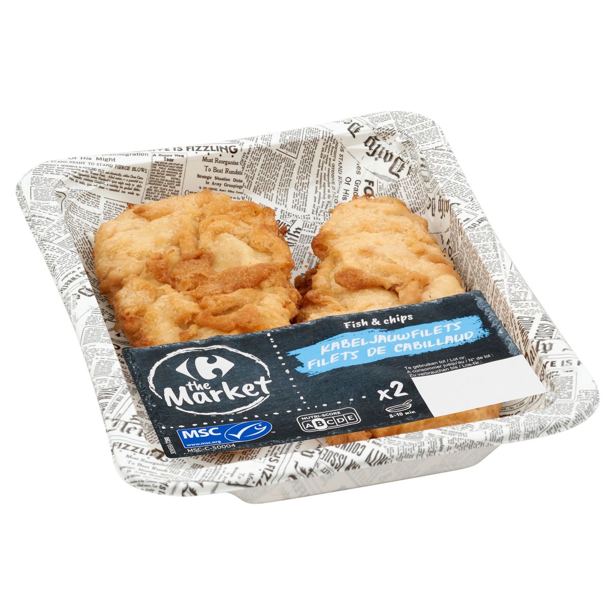Carrefour The Market Fish & Chips Kabeljauwfilets 2 Stuks 200 g