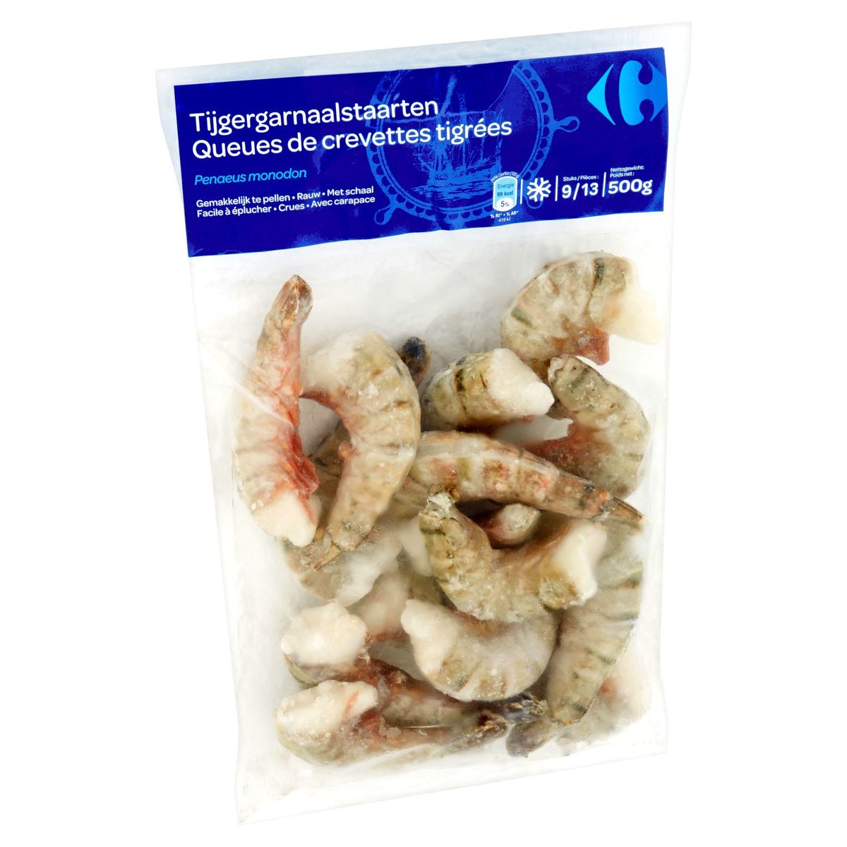Carrefour Tijgergarnaalstaarten 9/13 Stuks 500 g