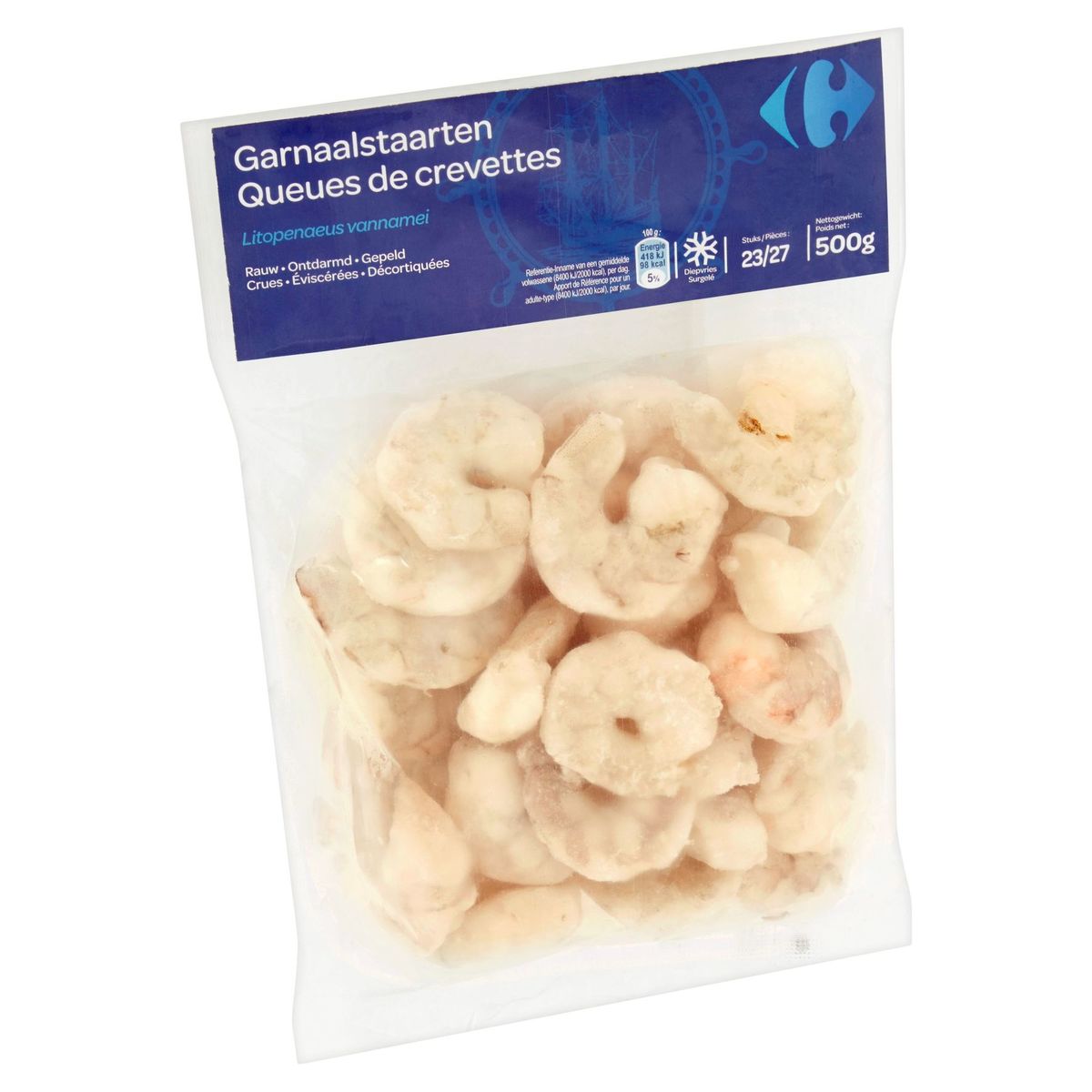 Carrefour Queues de Crevettes 23/27 Pièces 500 g