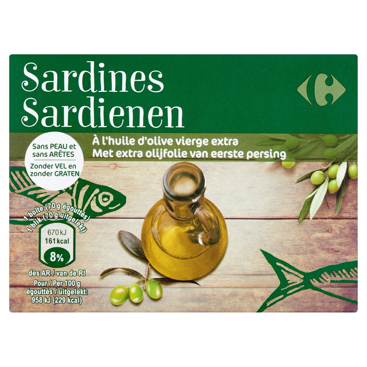 Carrefour Sardines à l'Huile d'Olive Vierge Extra 100 g