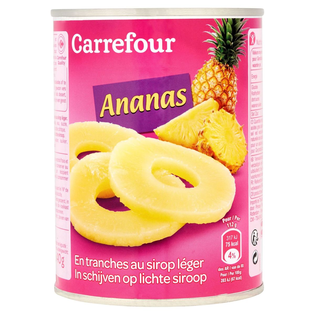Carrefour Ananas en Tranches au Sirop Léger 560 g