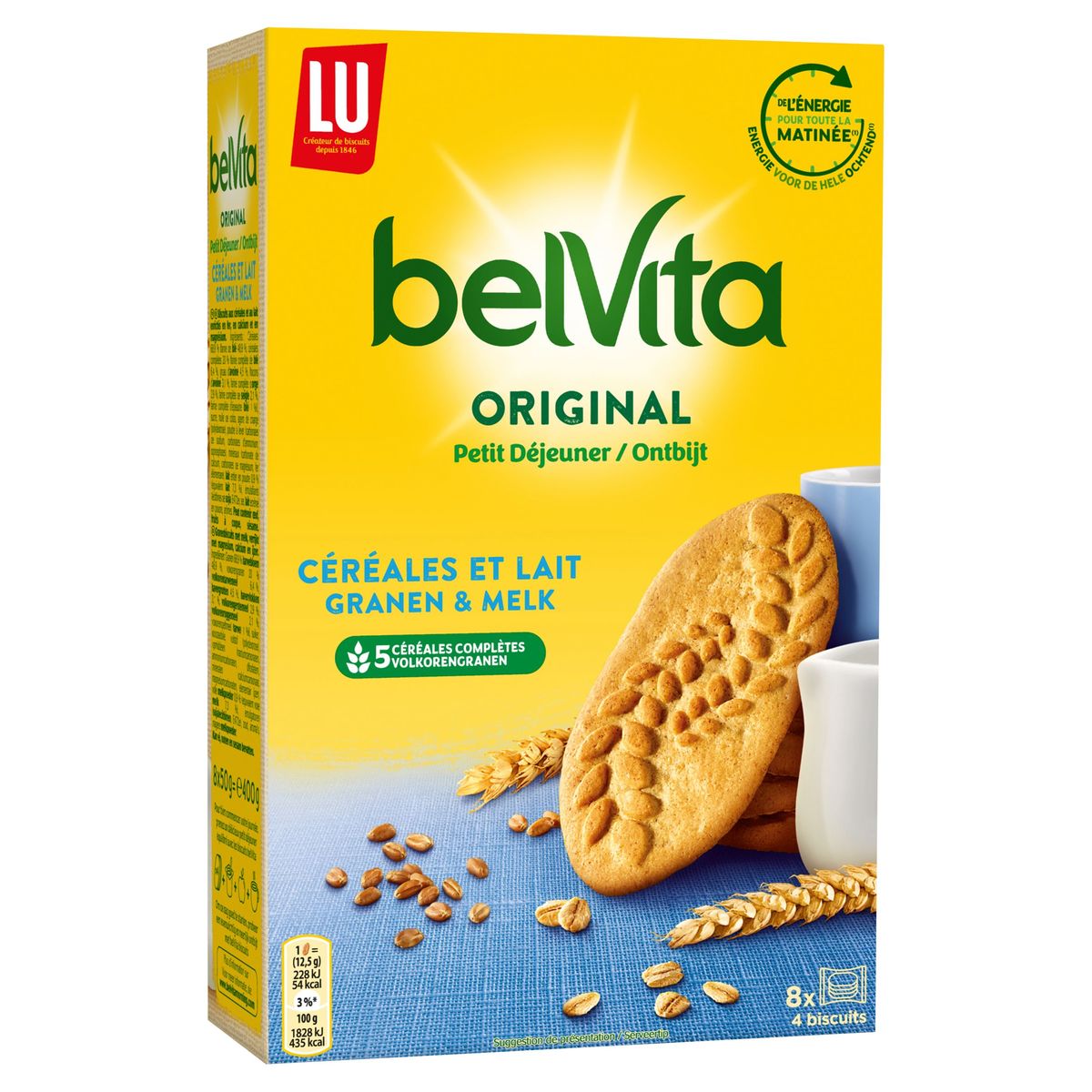 LU BelVita Biscuits Petit Déjeuner Céréales & Lait 8 x 50 g