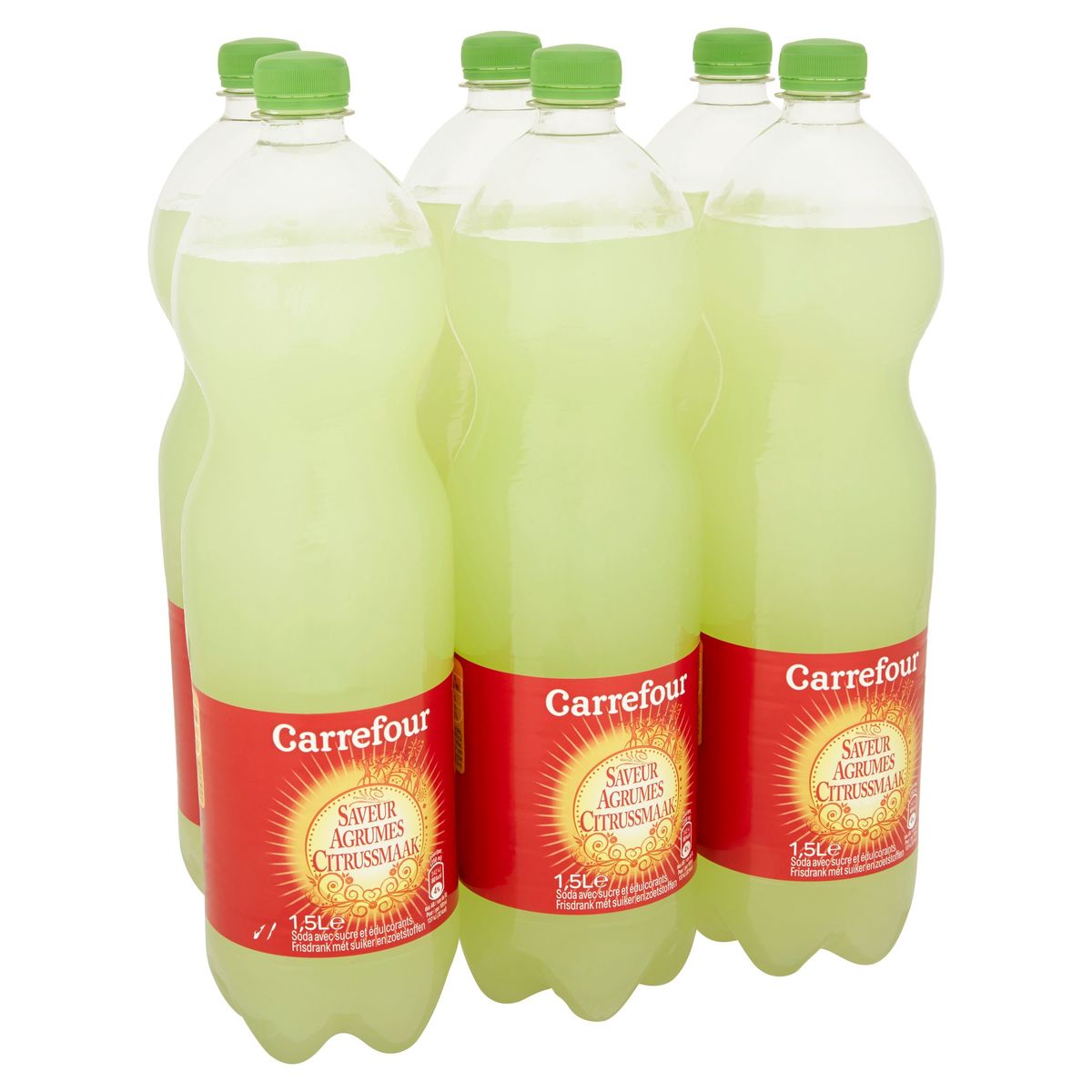 Carrefour Citrussmaak Frisdrank met Suiker en Zoetstoffen 6 x 1.5 L