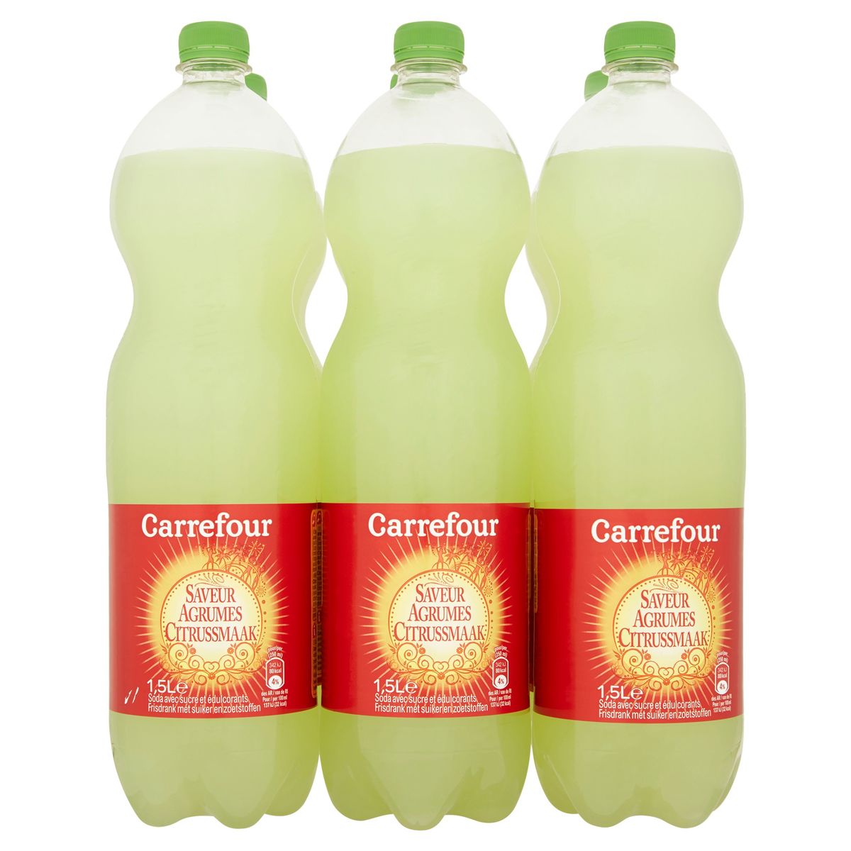 Carrefour Citrussmaak Frisdrank met Suiker en Zoetstoffen 6 x 1.5 L