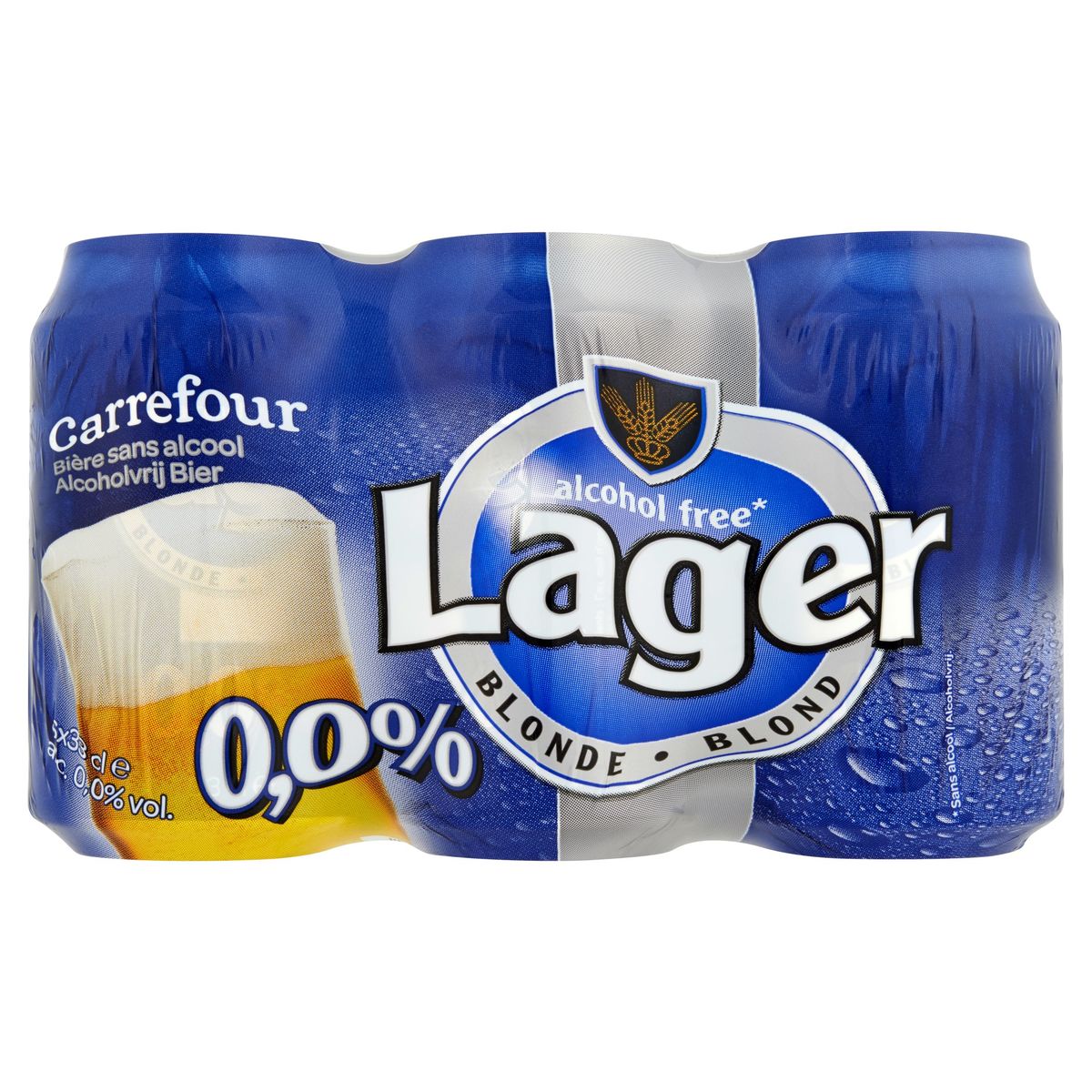 Carrefour Lager Blonde Bière sans Alcool 6 x 33 cl