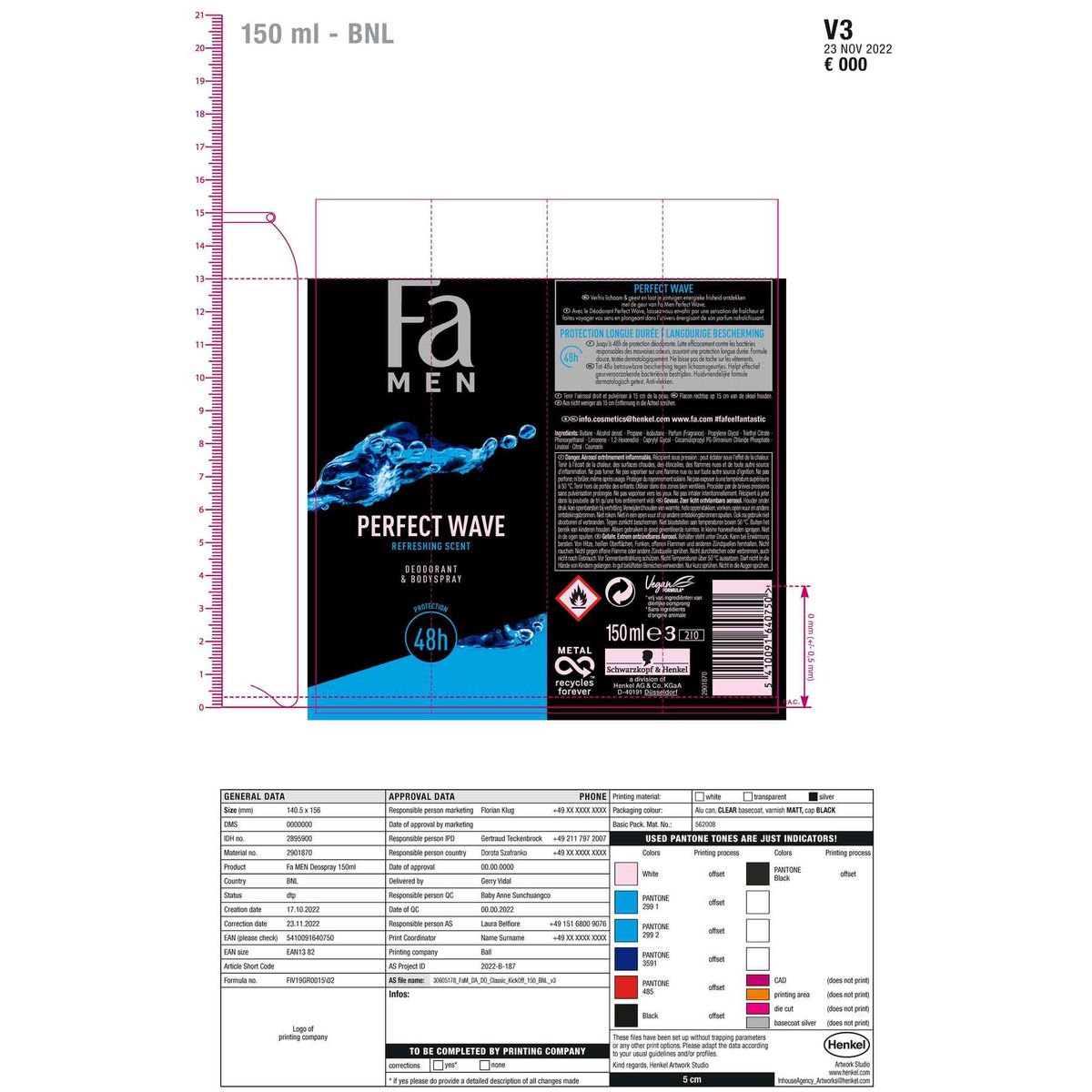 Fa Men Perfect Wave Déodorant Spray 150 ml