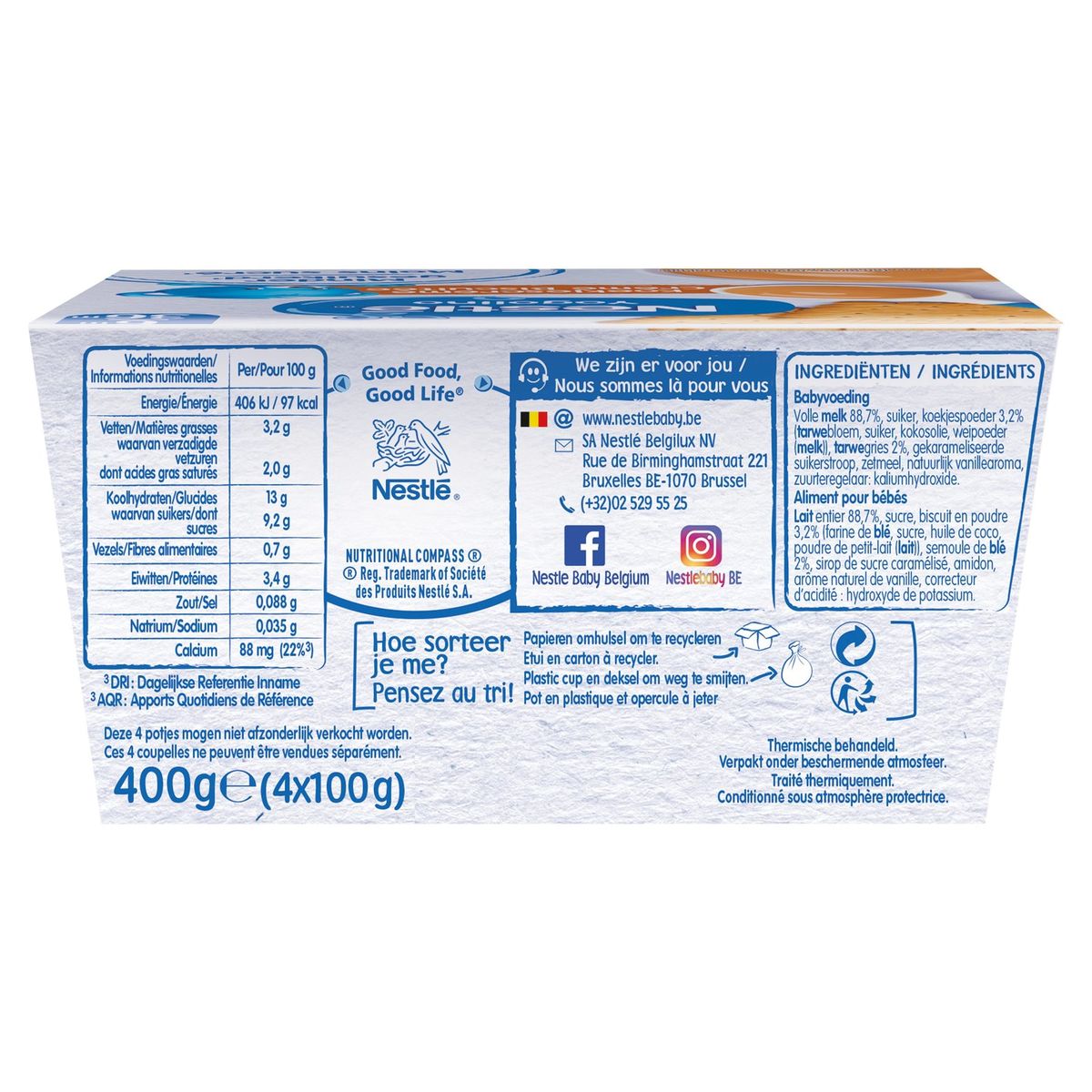 Nestlé Yogolino Laitage Crème Biscuitée dès 6 mois 4x100g