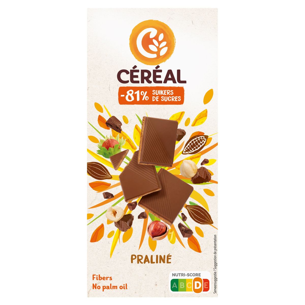 Céréal Minder Suikers Melkchocolade Praliné 100 g