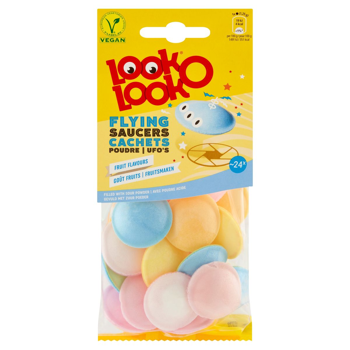 Look-O-Look Flying Saucers Cachets Poudre UFO's Goût Fruits 30 g