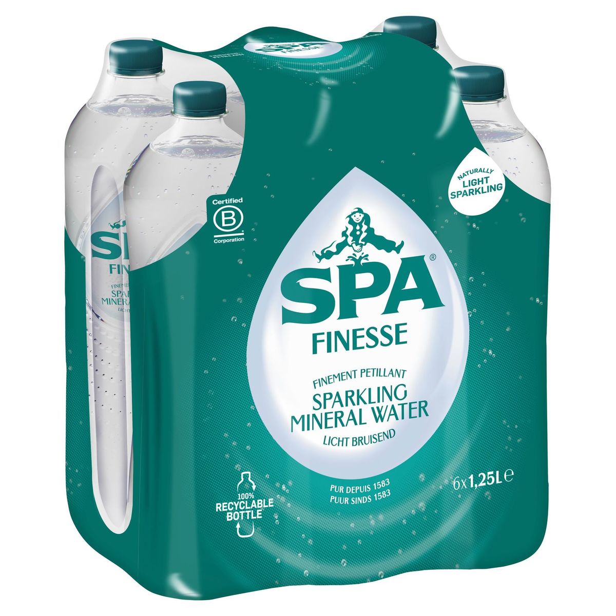 SPA FINESSE Natuurlijk Licht Bruisend Mineraalwater 6 x 1.25 L