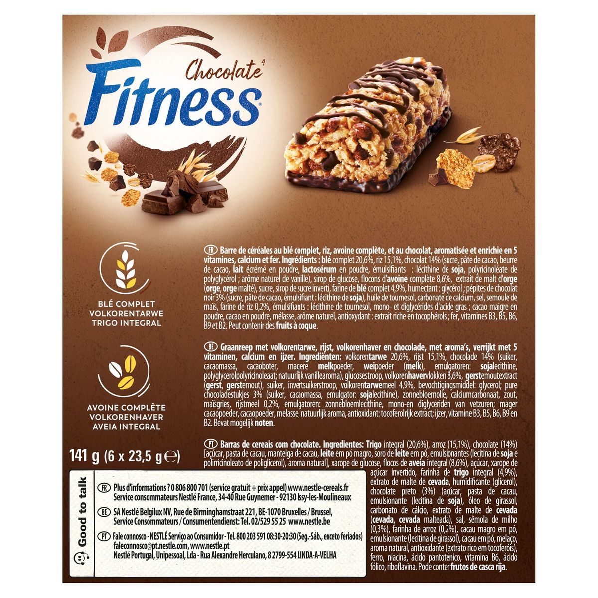 FITNESS Barres de céréales Chocolat 6 x 23.5 g