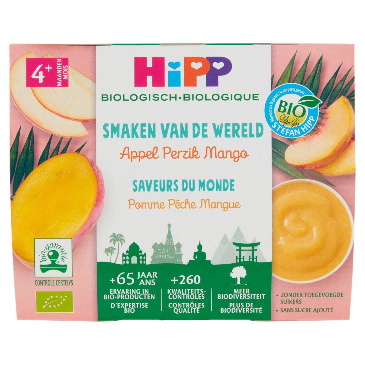 HiPP Biologisch Smaken van de Wereld Appel Perzik Mango 4m+ 4 x 100 g
