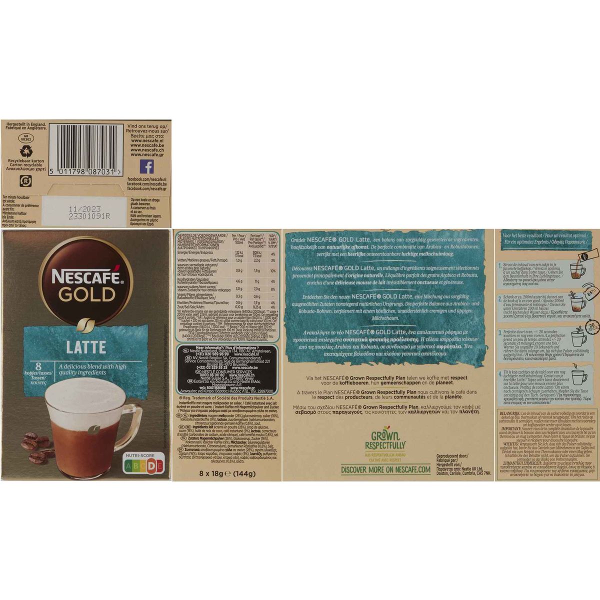 Nescafé Gold Koffie Latte Zakjes 144 g