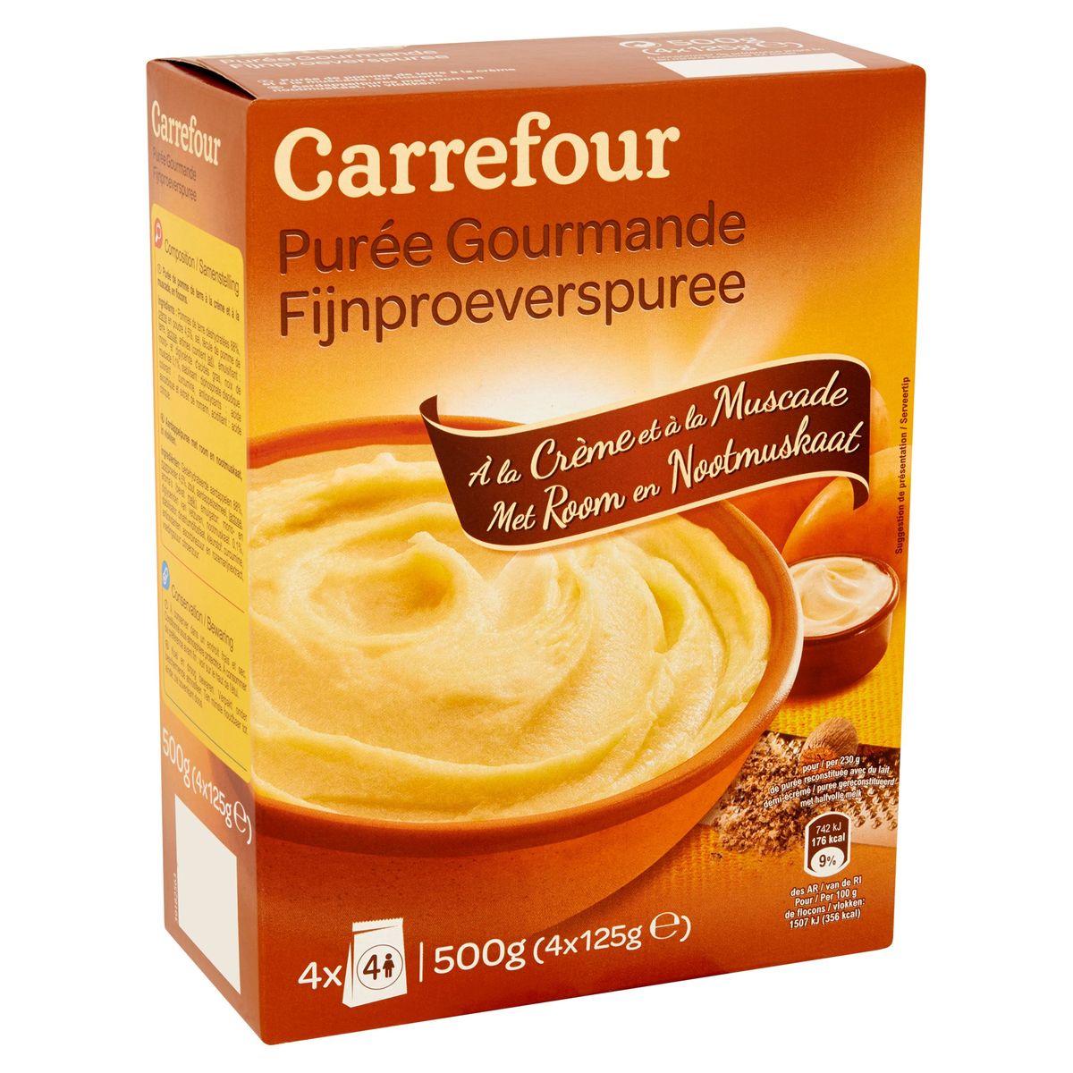 Carrefour Purée Gourmande à la Crème et à la Muscade 4 x 125 g