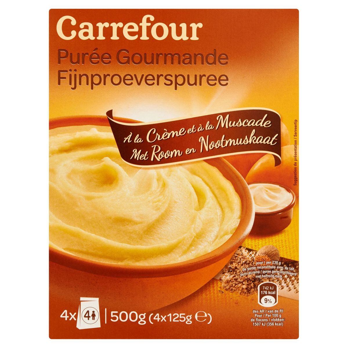 Carrefour Purée Gourmande à la Crème et à la Muscade 4 x 125 g