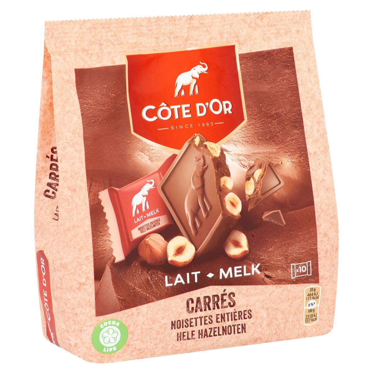 Côte d'Or Carrés Pralines Melk Chocolade Hele Hazelnoten 200 g