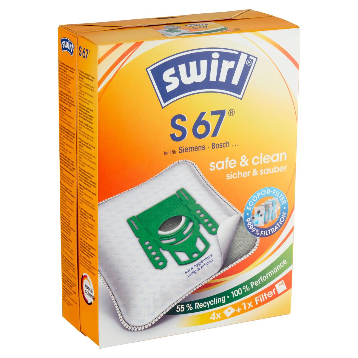 Swirl S 67 for Siemens Bosch Safe & Clean 4 Pièces