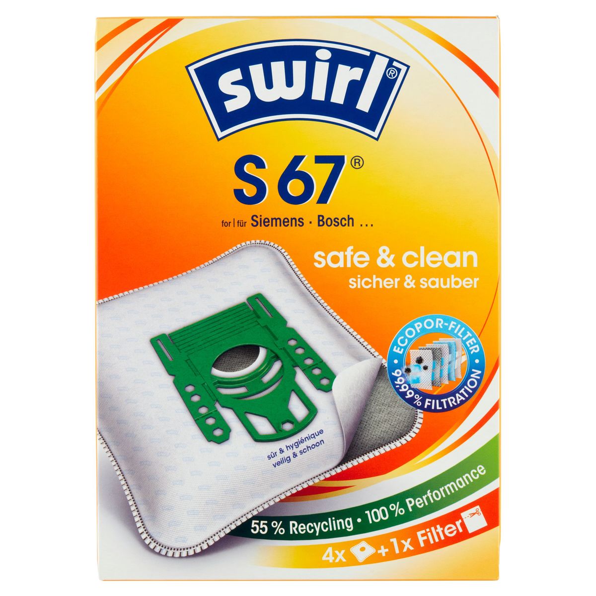 Swirl S 67 for Siemens Bosch Safe & Clean 4 Pièces