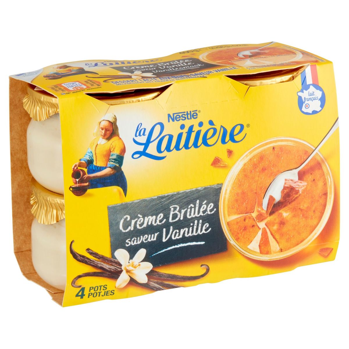 La Laitière Crème Brûlée & Éclats de Caramel 4 x 100 g