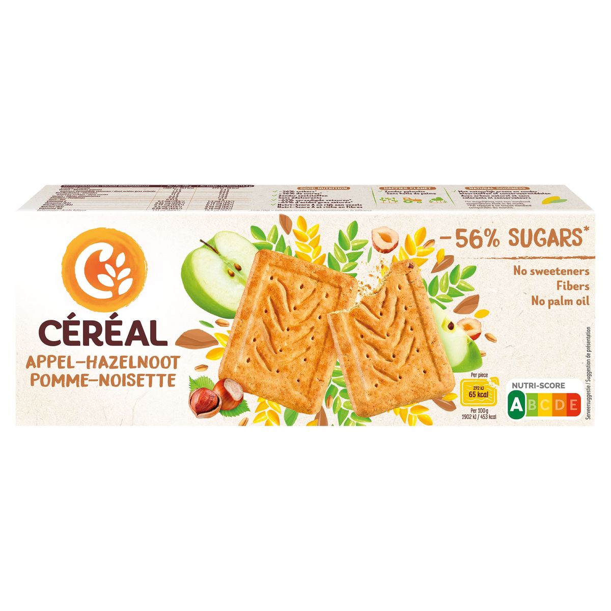 Céréal Moins de sucres Biscuits Pomme-Noisette 4 x 4 Pièces 230 g
