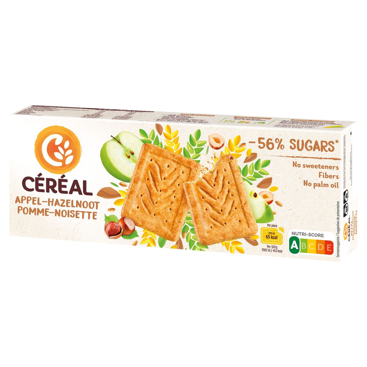 Céréal Moins de sucres Biscuits Pomme-Noisette 4 x 4 Pièces 230 g