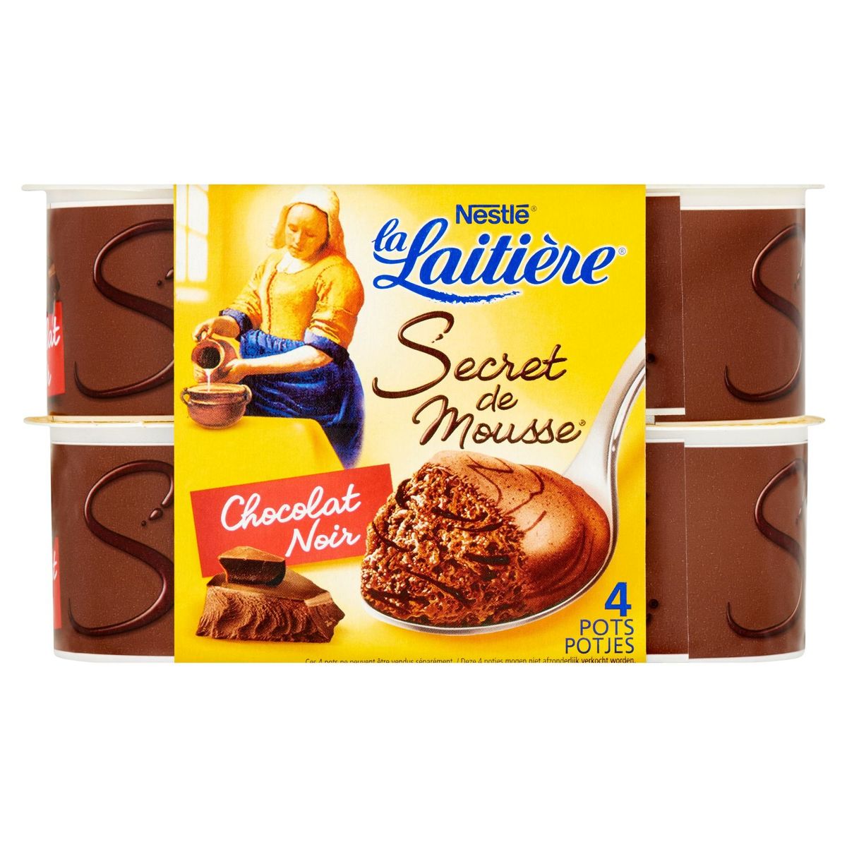 La Laitière Secret de Mousse Pure Chocolade 4 x 59 g