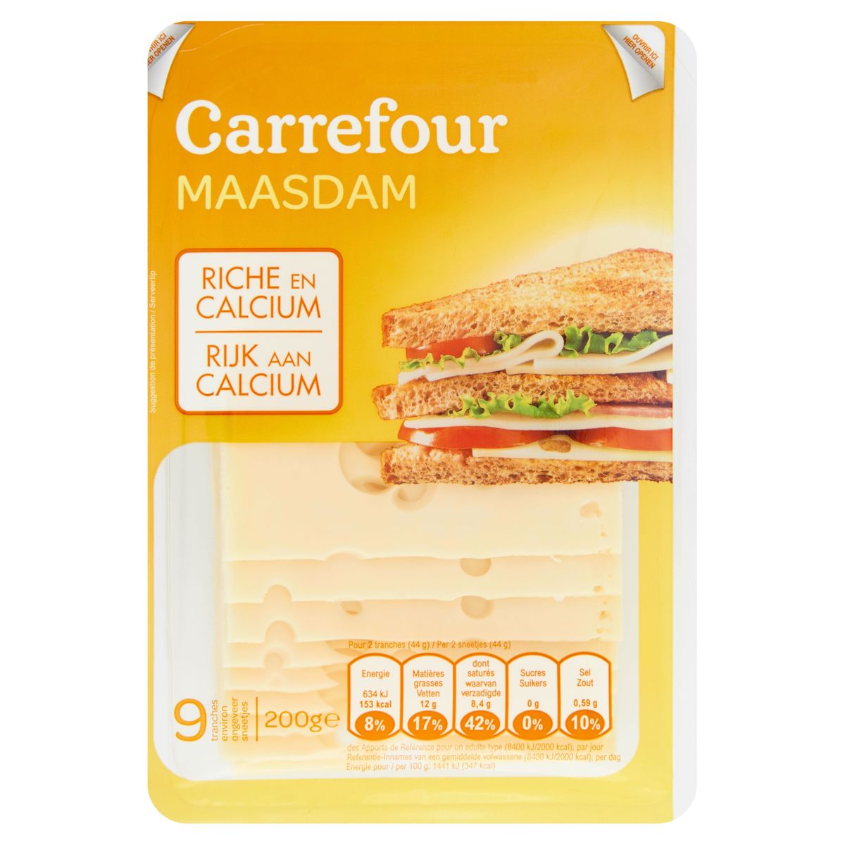 Carrefour Maasdam 9 Tranches 200 g