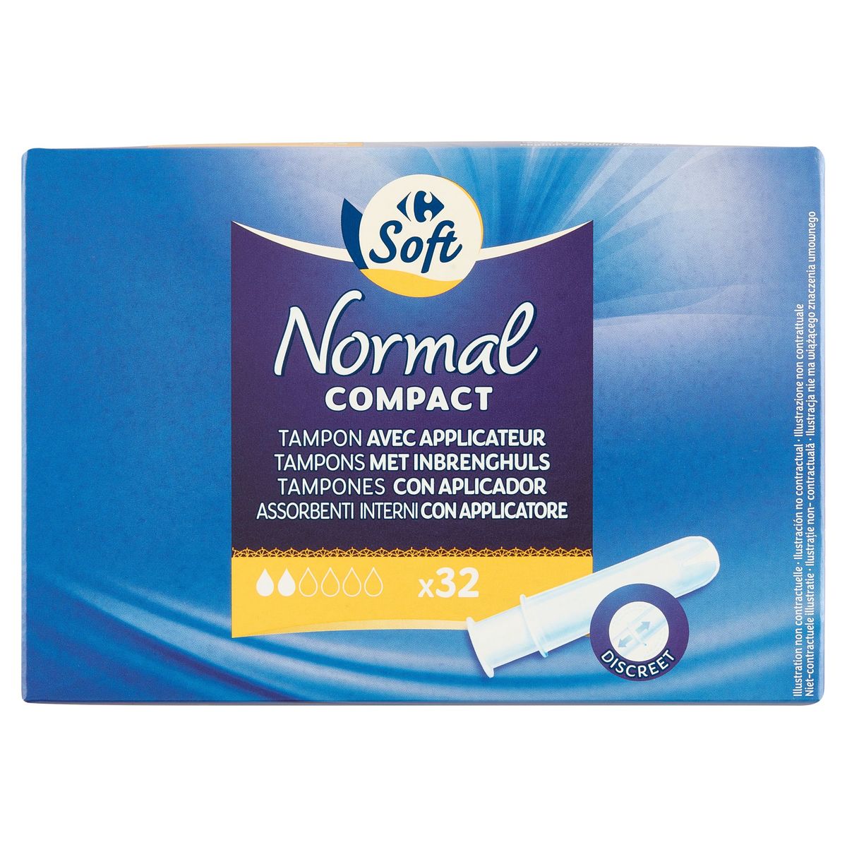 Carrefour Soft Normal Compact Tampon avec Applicateur 32 Pièces