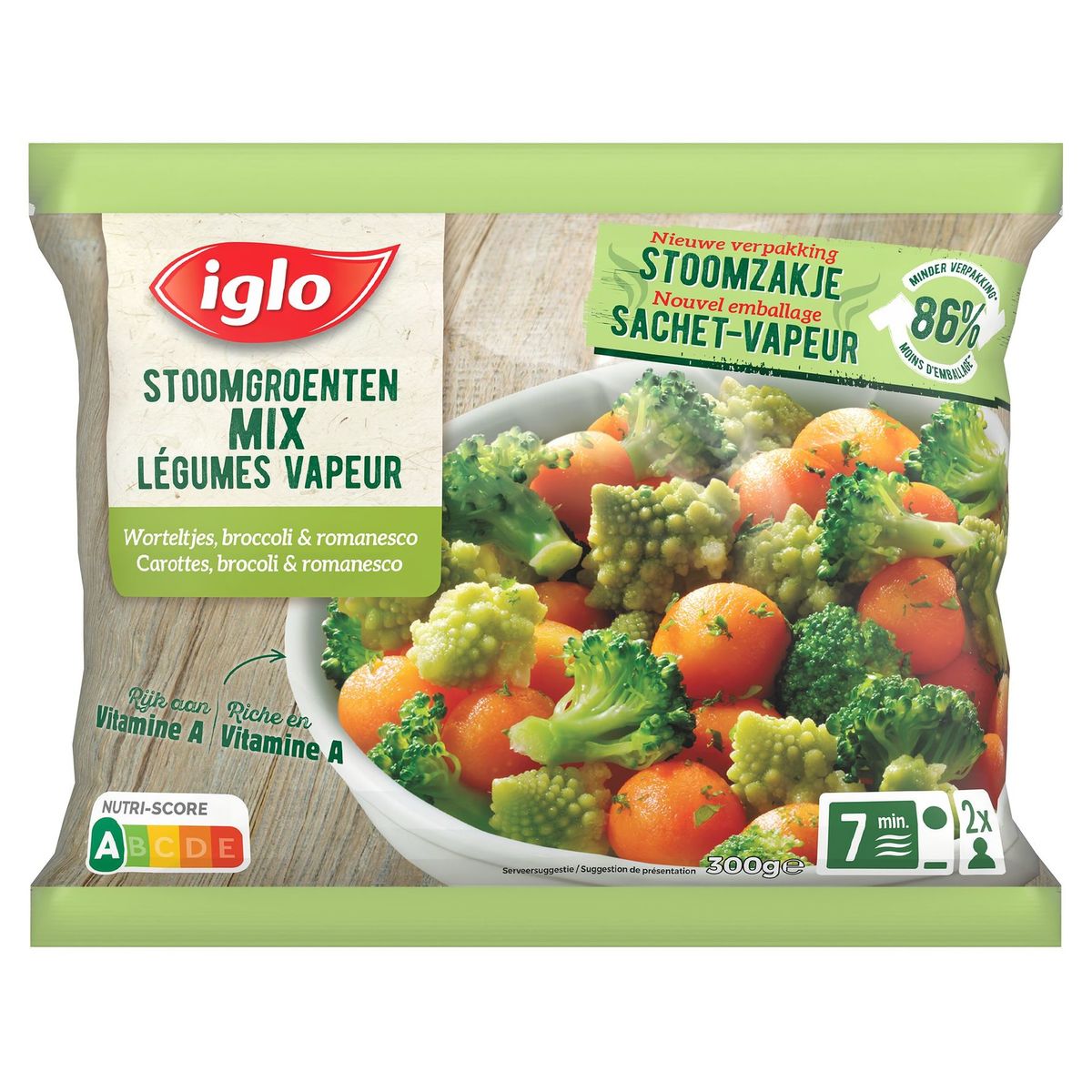 Iglo Légumes vapeur Carottes, brocolis & romanesco 300 g