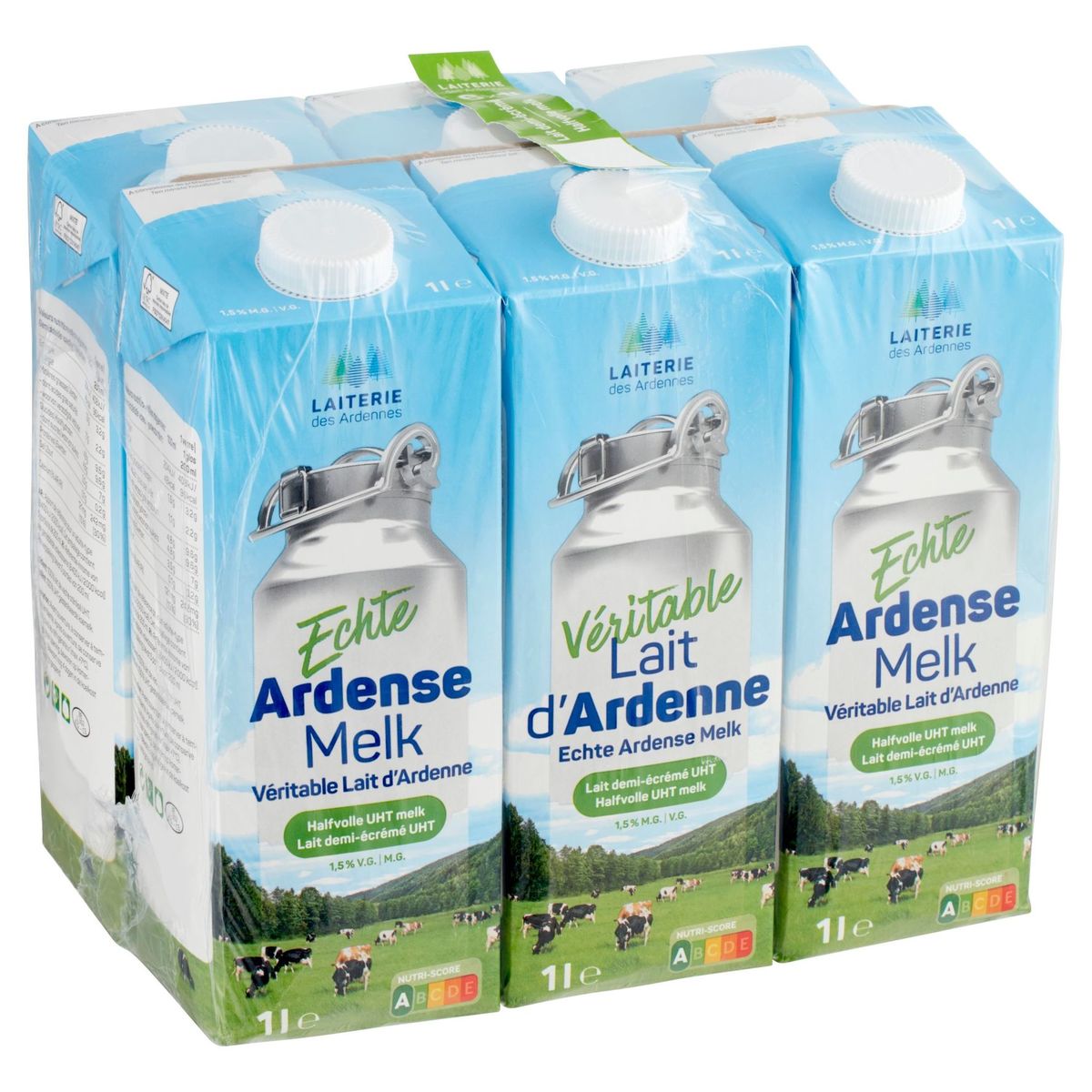 Laiterie des Ardennes Lait Demi-Écrémé UHT 1.5% M.G. 6 x 1 L
