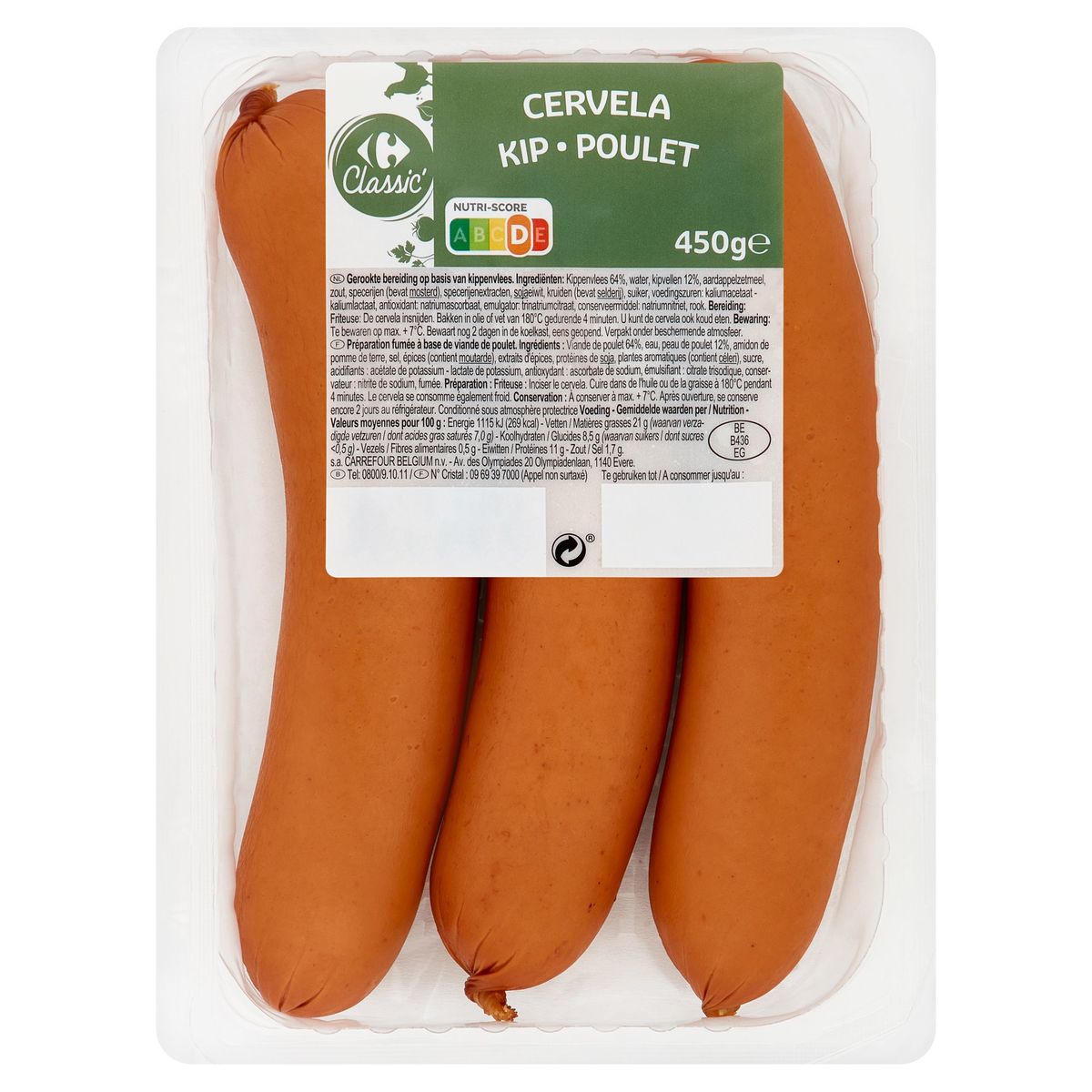 Carrefour Classic' Cervela Kip 450 g