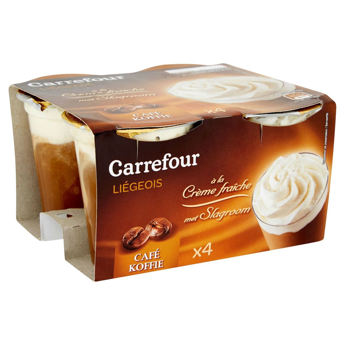 Carrefour Liégeois à la Crème Fraîche Café 4 x 100 g