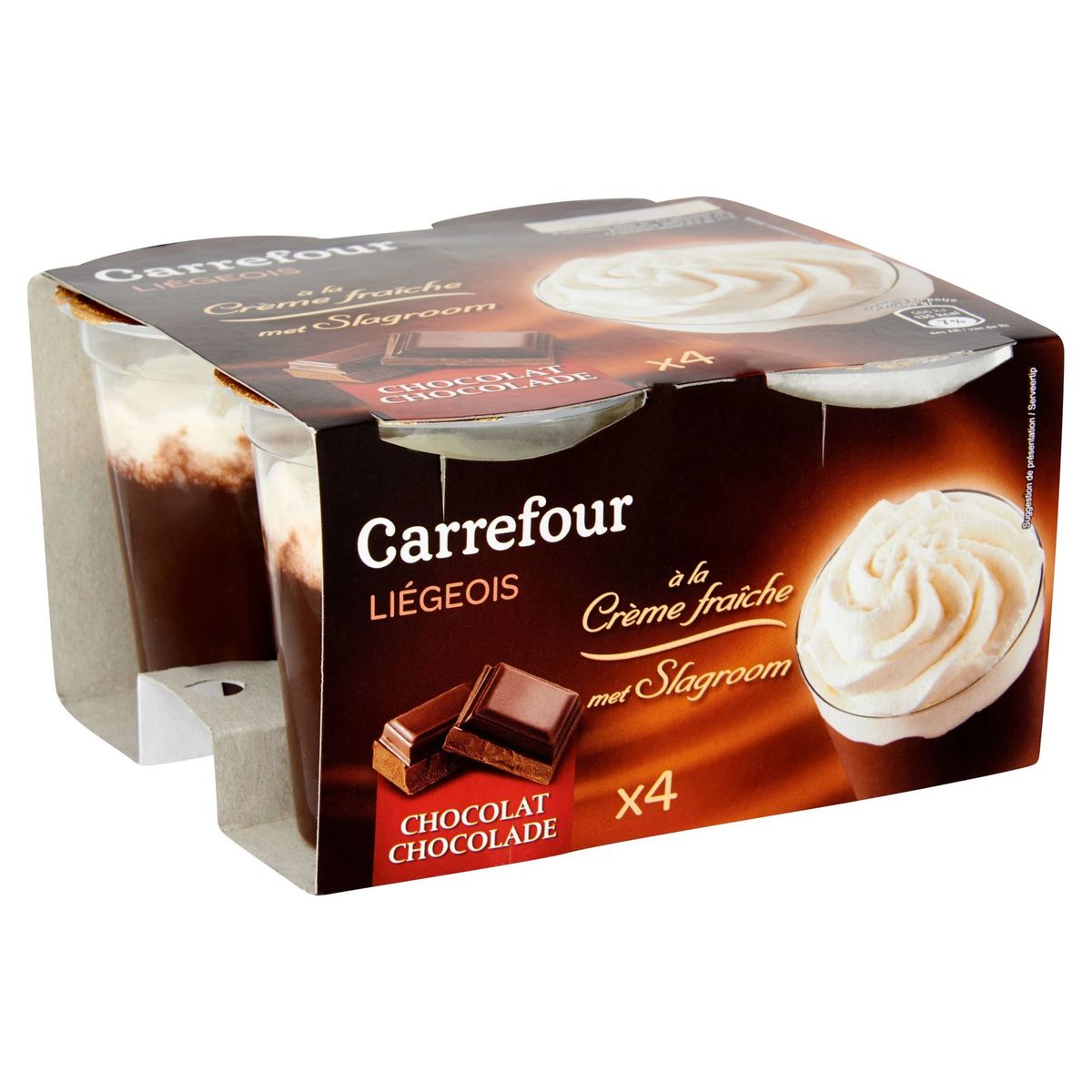 Carrefour Liégeois à la Crème Fraîche Chocolat 4 x 100 g