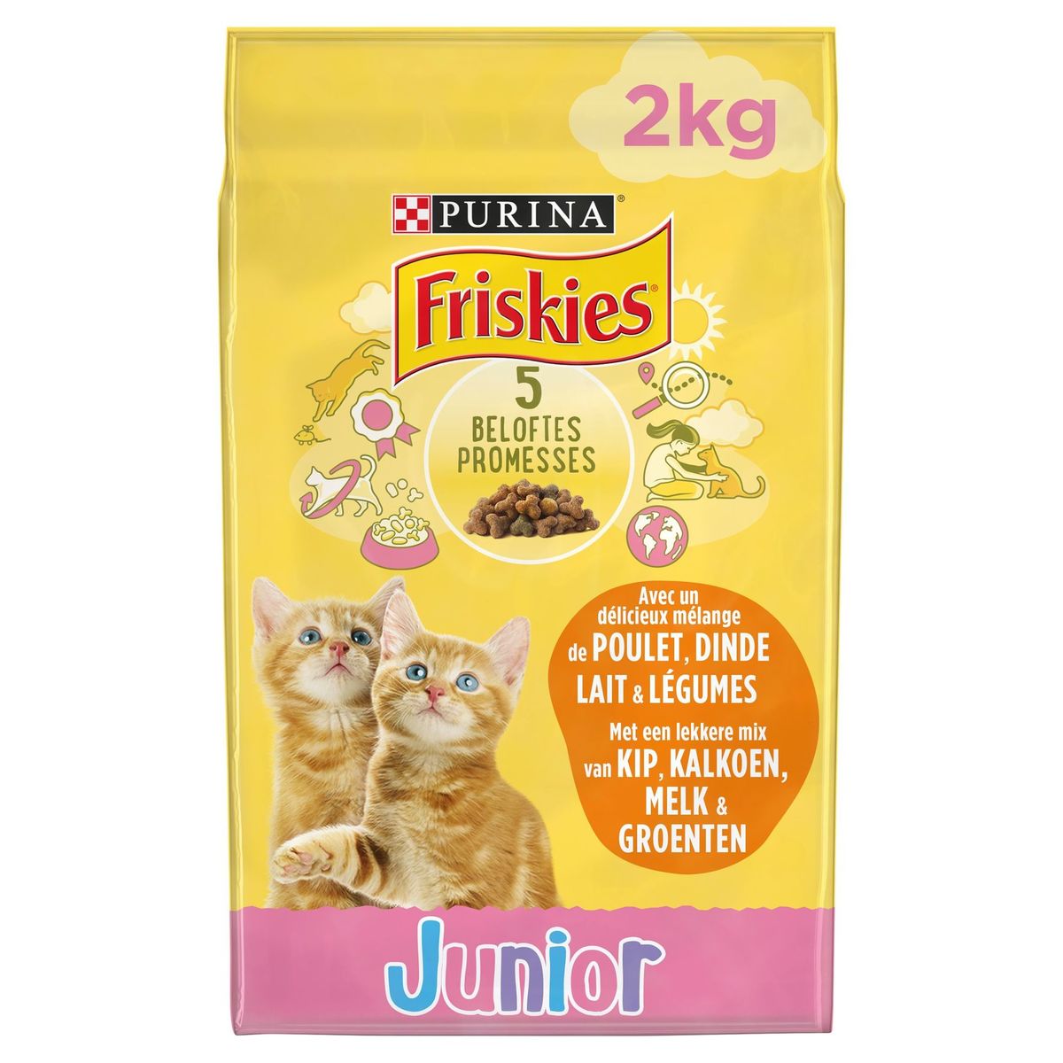 Friskies Junior met een Lekkere Mix van Kip en Kalkoen met Groenten en met Melk <1 Jaar 2 kg
