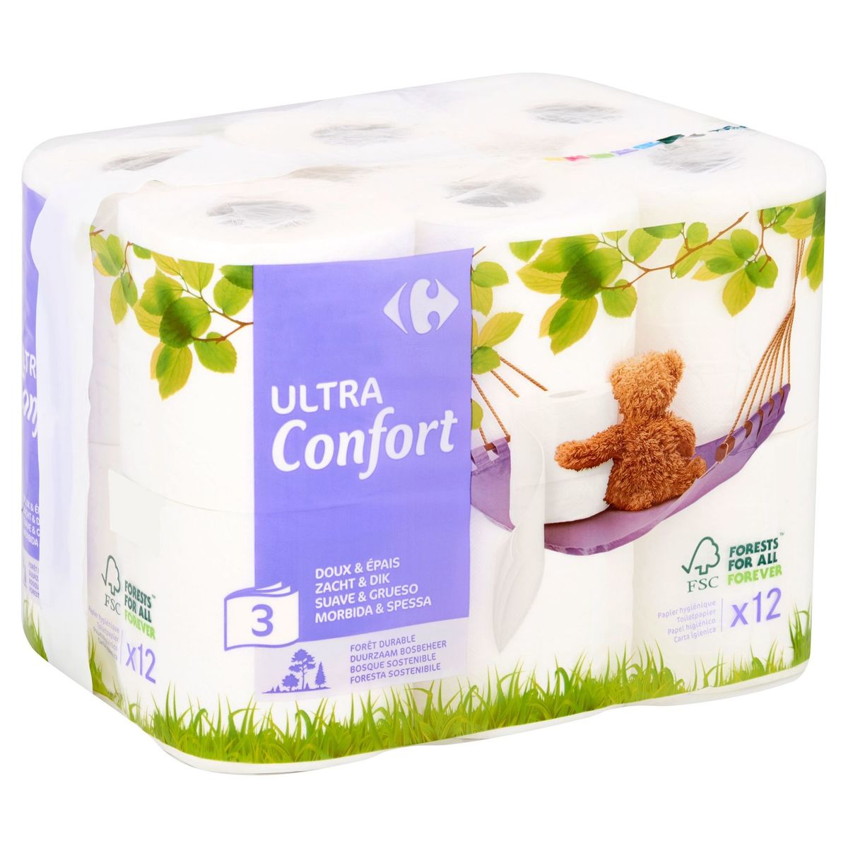 Carrefour Ultra Confort 3-Épaisseurs 12 Rouleaux