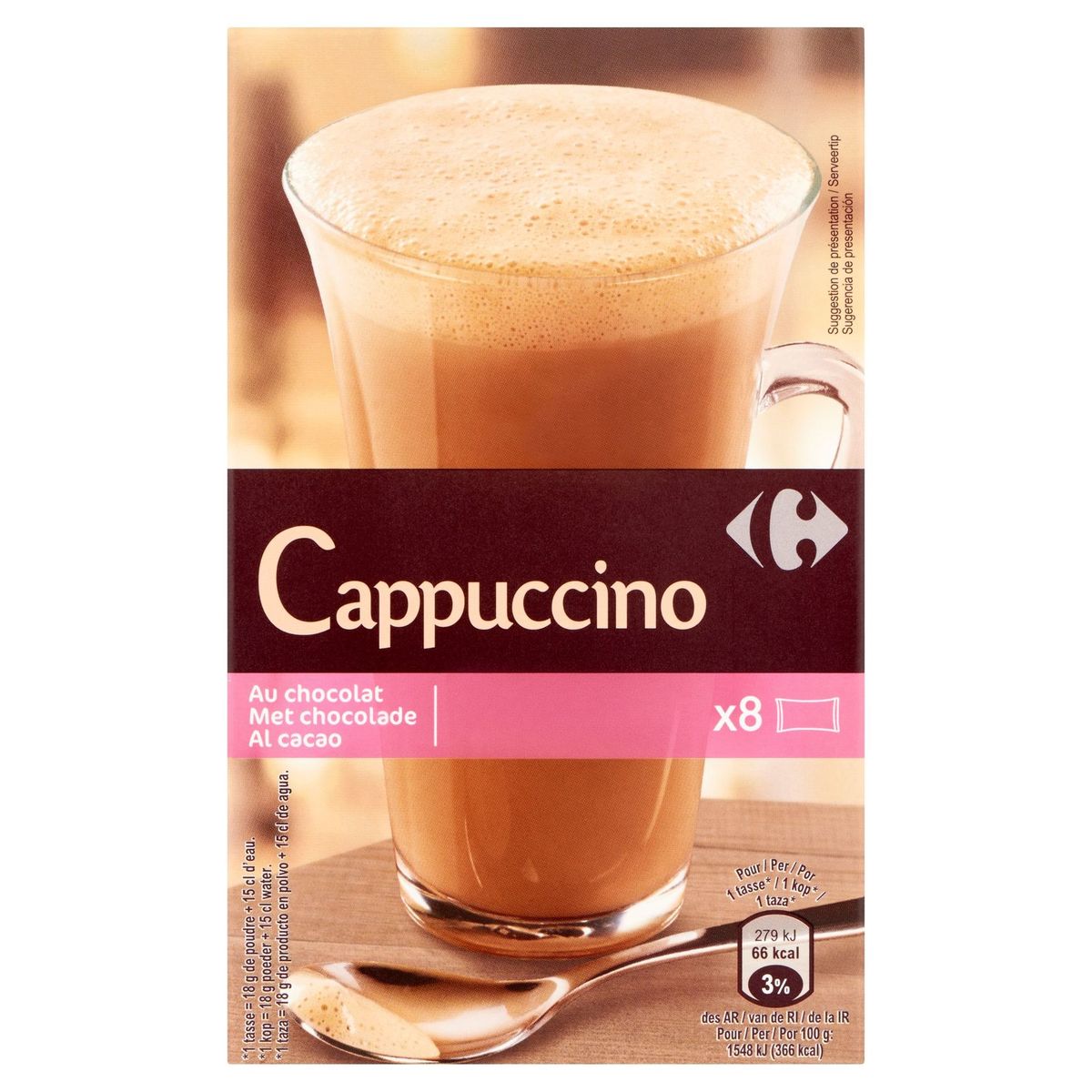 Carrefour Cappuccino au Chocolat 8 x 18 g