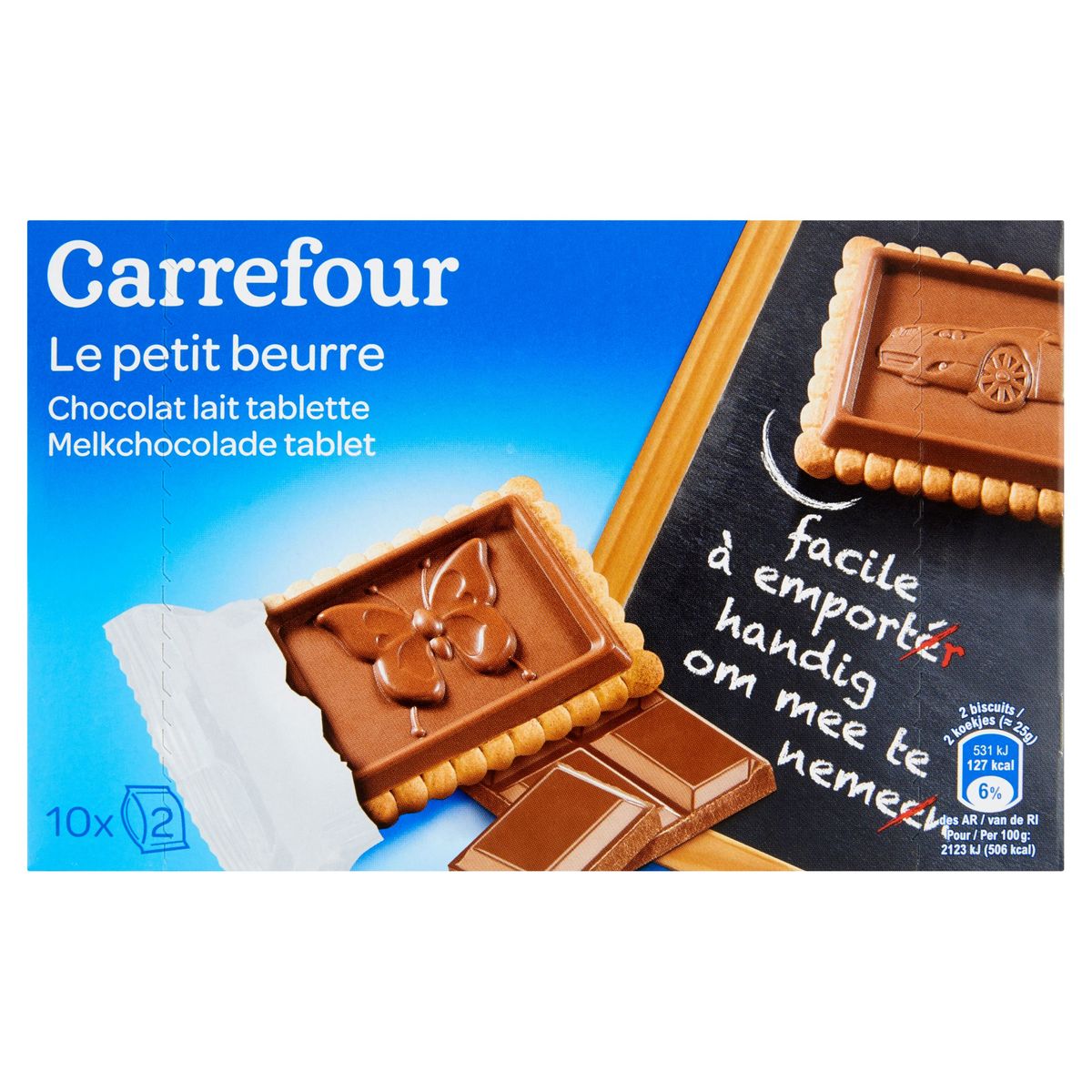 Carrefour Le Petit Beurre Chocolat Lait Tablette 10 x 25 g
