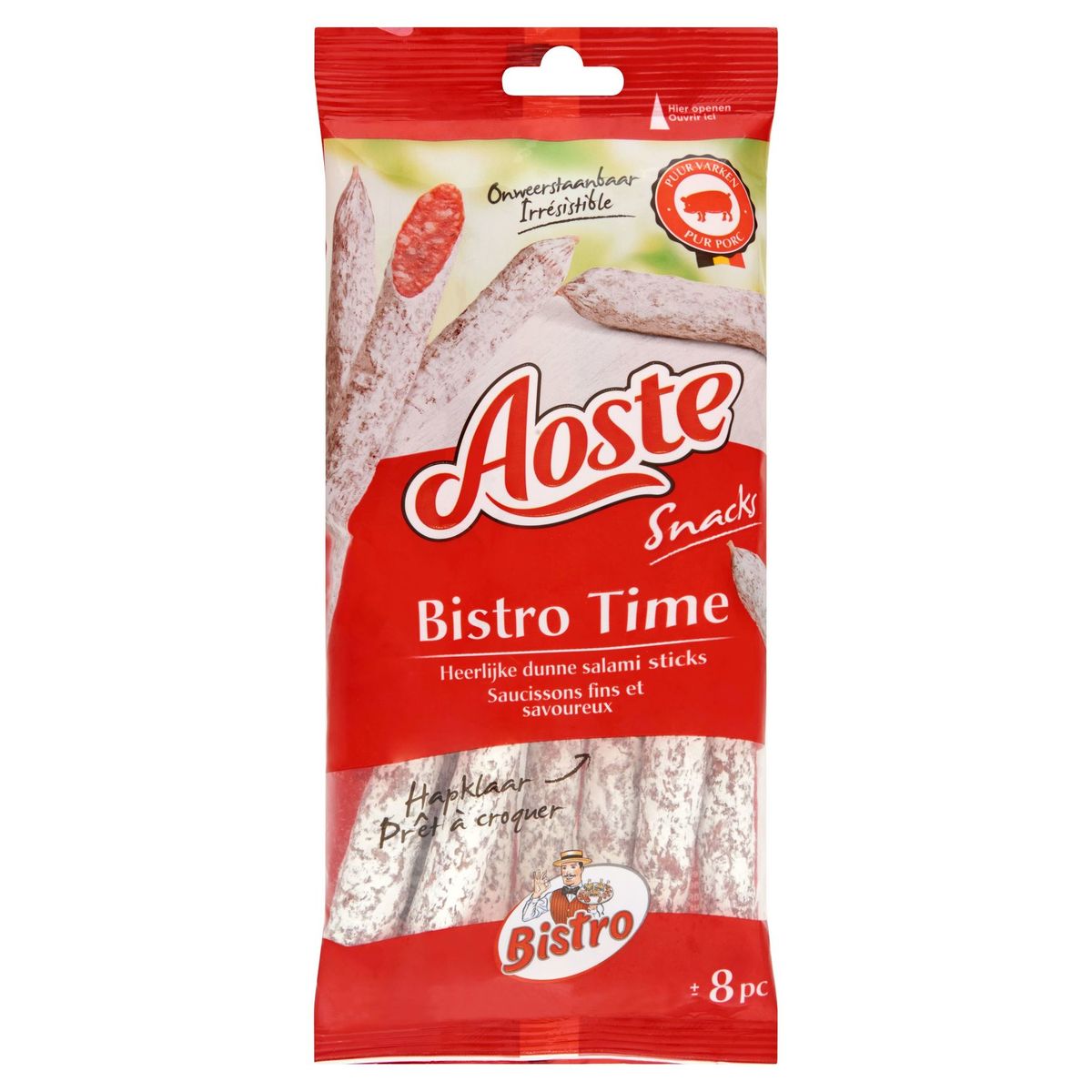 Aoste Snacks Bistro Time Saucissons Fins et Savoureux 8 Pièces 150 g
