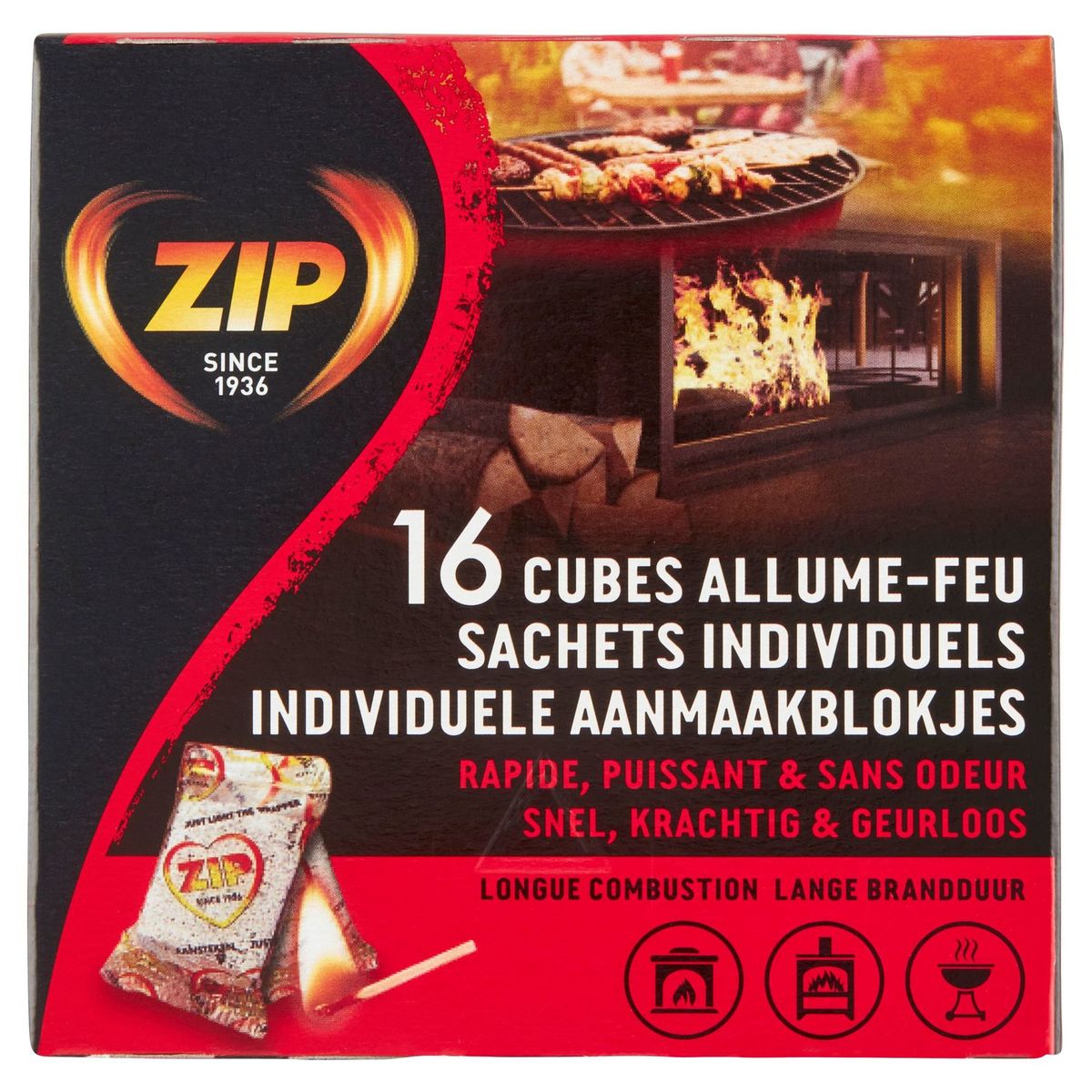 Zip 16 Cubes Allume-Feu Sachets Individuels