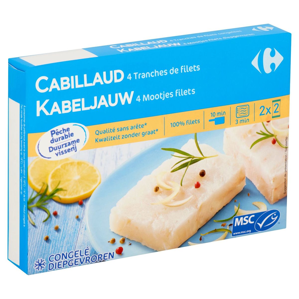 Carrefour Cabillaud 4 Tranches de Filets 4 x 100 g