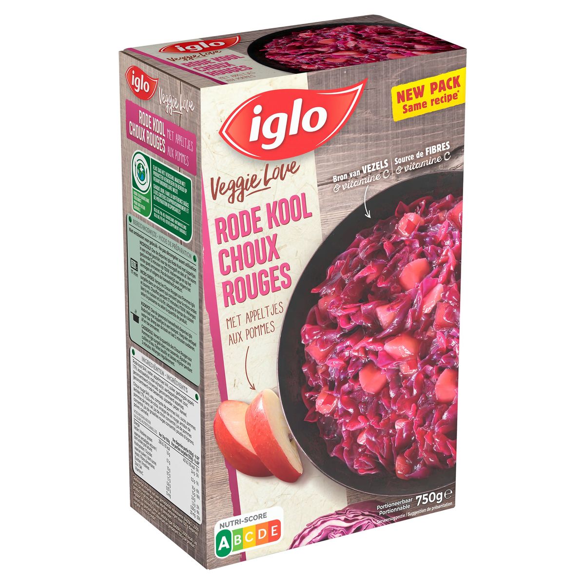 Iglo Veggie Love Rode Kool met Appeltjes 750 g