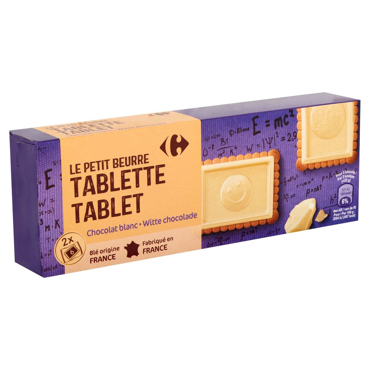 Carrefour le Petit Beurre Tablette Chocolat Blanc 2 x 6 Pièces 150 g